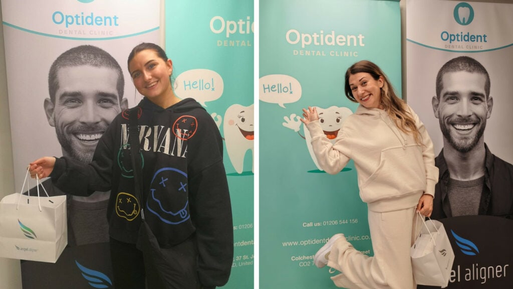 Happy Angel Aligner patients after clear aligner treatment at Optident Dental Clinic Colchester