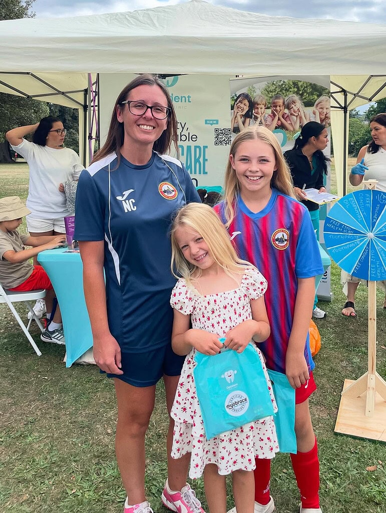 Wivenhoe Tempest Girls Football Club members and coach visiting us at the Wivenhoe Community Day